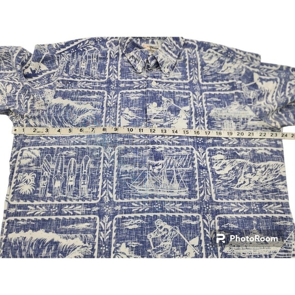 Reyn Spooner Hawaiian Reverse Print Gold Label 70s Rare 3 Button Shirt Size L - Picture 6 of 12
